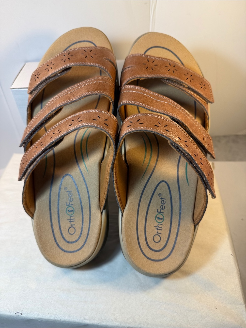 OrthoFeet Brown Triple-Strap Comfort Sandal for Women